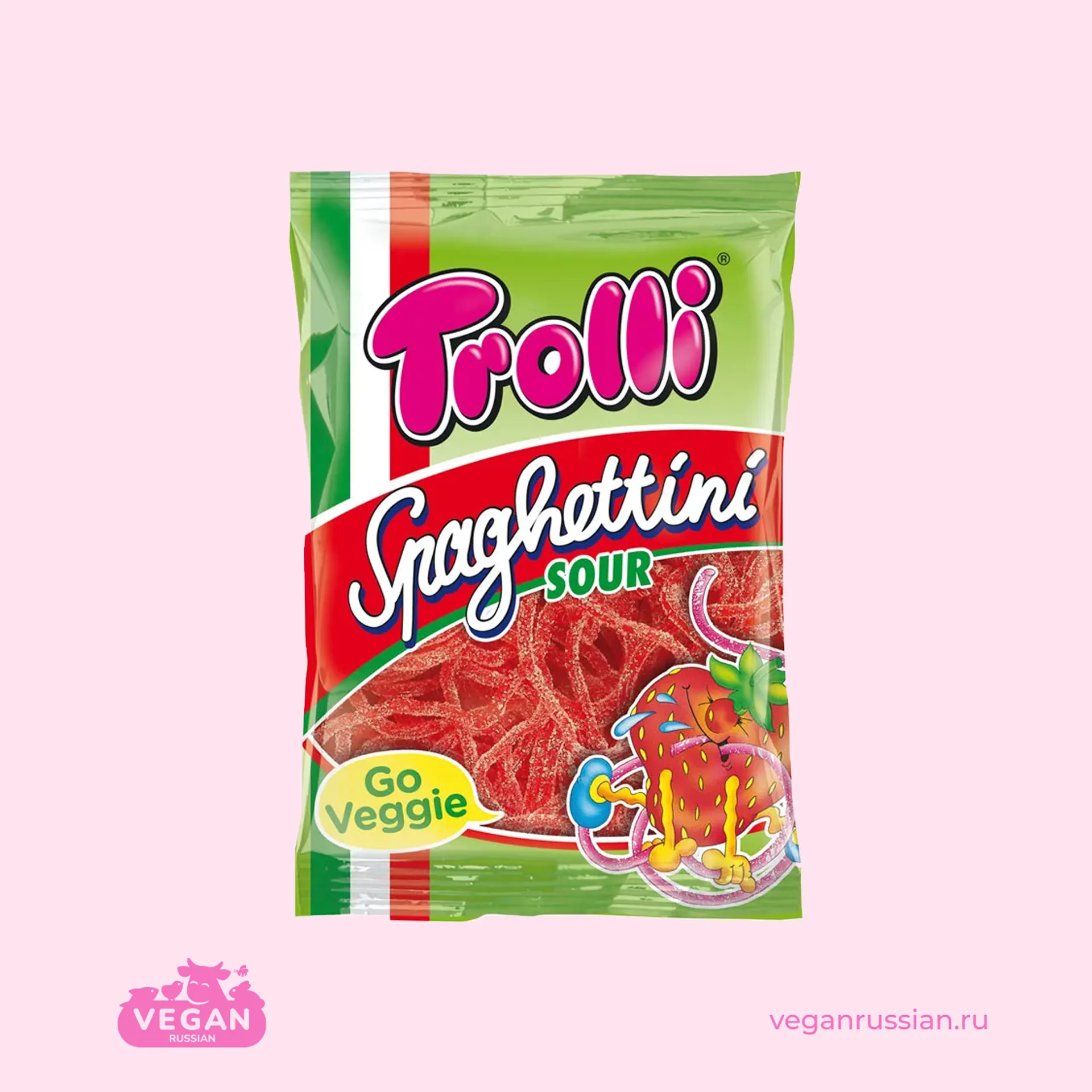 Мармелад жевательный кислый клубничный Spaghettini Trolli 100 г